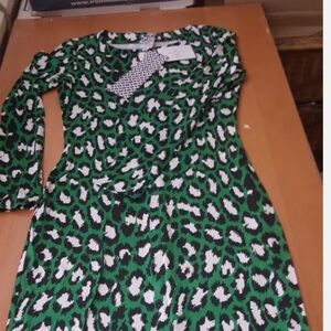 DVF Diane von Furstenberg muriel spotted cat green dress 4